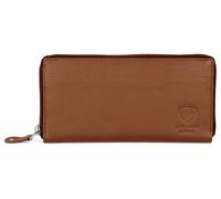 J. Wilson London Cartera de piel para mujer, con cremallera y bolsillo en caja, Bronceado vintage, M, Contemporáneo