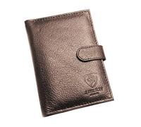 J. Wilson London Cartera de viaje de piel 100% auténtica, funda para pasaporte, bloqueo RFID, funda para documentos, Marrón - Estilo 2, M, Contemporáneo