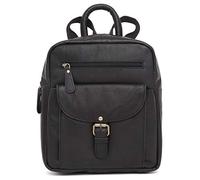 J Wilson London - Mochila de piel para mujer y niña, estilo casual, mochila escolar, negro vintage (Negro) - .