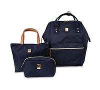 J World New York Posy 3 Pc Set (Backpack with Tote & Cosmetic Pouch) Mochila Tipo Casual 16 Centimeters 19.8 Multicolor (Navy)