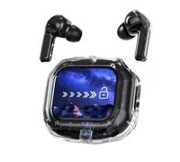 J06 AI Auriculares Inalámbricos con Traducción en Tiempo Real, IA Inteligente, 144 Idiomas, Grabación de Reuniones, Pantalla Táctil Led, Estuche Transparente, Traductor (Negro)