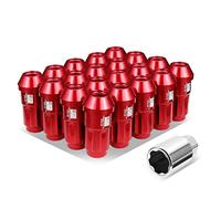 J2 Engineering J2-LN-T7-035-15-RD M12 x 1.5 T6-7075 Tuercas de aluminio de extremo cerrado de 50 mm con adaptador de extensión de accionamiento profundo, rojo