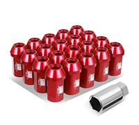 J2 Engineering J2-LN-T7-038-125-RD M12 x 1.25 T6-7075 Tuercas de aluminio de 42 mm de extremo cerrado con adaptador de extensión de accionamiento profundo, rojo