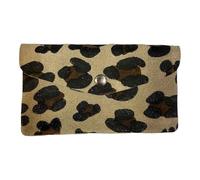 J26 Mini monedero pequeño de piel de leopardo de piel de ante de ante, Big Leo Beige, 10,5x8x2 cm, Monedero