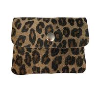 J26 Mini monedero pequeño de piel de leopardo de piel de ante de ante, Leo Chocolate, 10,5x8x2 cm, Monedero