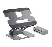 j5create soporte para portátil + estación de acoplamiento dual 4K HDMI, USB 3.2, USB-C