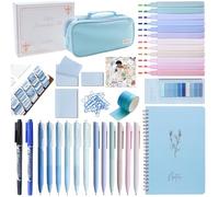 J6&H6 Kit de diario de suministros de estudio bíblico con pestañas, resaltadores y bolígrafos de colores, cuaderno, calcomanías y más, juego de 56 accesorios de la Biblia para mujeres, regalos