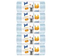 ja! 150 bolsas de basura con asa, 25 litros, 30 unidades por rollo, costuras resistentes al desgarro, 5 rollos transparentes
