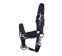 JA Horse JA4005 - Cabezal de potro Pepper - Cabestro ajustable para potro con acolchado de neopreno en cuello y nariz (azul marino, plata, potro)