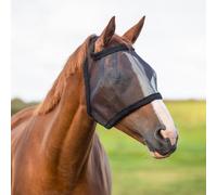JA Horse JA8004 - Máscara antimoscas sin orejas, freno de alimentación de malla fina con imitación de lana suave, resistente protección contra insectos para el sauce (negro, completo)