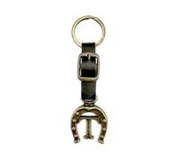 JA Horse Llavero de piel, cobre, herradura, caballo, jinete, letra A-Z, fabricado en Europa, T, 10 cm