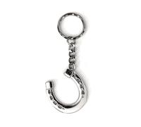JA Horse Llavero metálico colgante caballo jinete pony, Herradura de plata, 10 cm