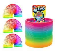 JA-RU Big Magic Rainbow Color Spring Pack (3 Units) Original Plastic Coil Fidget Toy | Kids Toy for Girls & Boys | Colorful Neon Color Senso