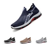 Ja-RVs Cooling Comfort Sneaker, Summer Breathable Comfy Mesh Soft Bottom Slip on Walking Shoes for Men (Blue,32 2/3)