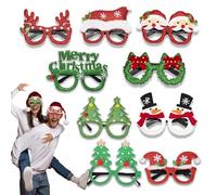 JAADU 9 piezas Gafas Decorativas Navideñas, marco de gafas de Navidad,Papá Noel Cuerno de Ciervo Varios Estilos Feliz Navidad Disfraz Accesorio de Fiesta de Navidad para Niños y Adultos
