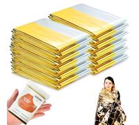 JAADU Manta termica Supervivencia 10 Piezas, Mantas de Aluminio en Dorado y Plateado 210 ×160 cm, Manta Termica Emergencia para Rescate Protege del Frío, la Lluvia, el Viento