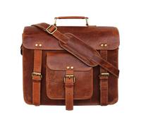 Jaald 33 Cm Bolso bandolera de cuero genuino de 33 cm, para portátil, viajes, bandolera, bolsa de mensajería, bolso de hombro, bolso de hombro vintage, para hombre, mujer, bolsa de cuero, marrón