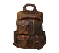 Jaald 45 Cm Mochila Backpack Salveque Morral Valija De Cuero Piel Marrón Para Portátil Ordenador, Impermiable Casual Espalda Uso Escolar Senderismo Viaje Regalo Hombres Mujeres Leather