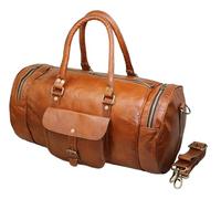 Jaald 56 cm Maleta Equipaje Viaje Mano Cuero Genuino Grande para Hombre y Mujer Fitness Fin de Semana Cabina Carry-on Vendimia Impermeable Regalo Cuero Duffle Gimnasio Bolsa, marrón, Small