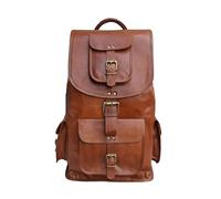 Jaald Mochila de cuero para laptop, color marrón, vintage, mochila de viaje universitaria, mochila Indiana Jones, marrón, 51 cm