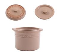 Jaamyears Cuencos pequeños de sopa de cebolla de 500 ml, taza de sopa de color sólido con asas y tapa, recipientes de cerámica aptos para horno