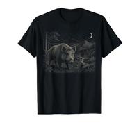 Jabalí Naturaleza Amante Cielo Estrellado Vintage Wildlife Graphic Camiseta gráfica económica, Hombre, Negro, S