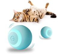 JABALUX Bola de Gato, Pelota Interactiva para Gatos Rotación Automática de 360 Grados, Power Ball 2.0 Gatos, Carga USB Juguete Gato Interactivo para Mascotas con Luz para Ejercicio Gatos (Azul)