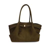 JABALUX Bolso de ante para mujer, bolso hobo para mujer, bolso grande vintage, bolso de hombro, holgado, para trabajo, oficina, viajes, compras, escuela, verde, L