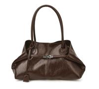 JABALUX Bolso de hombro para mujer 36,5 x 21 x 12,5 cm | Bolso de playa Boho con cadena dorada, correa de piel blanca, cremallera