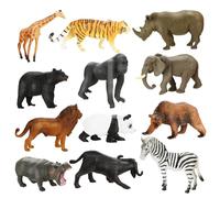 JABALUX Conjunto de Juguetes Animales de Mini Selva de 12 Piezas, Mini Animal Salvaje Figura Modelo Juguetes Set de Simulación De Plástico Animales Niños Niñas Juguete Cognición Educativa