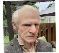 JABALUX Old Man Mask, látex Old Man Face Masks con cabello gris, máscara realista de Old Man para accesorios de fiesta de cosplay de Halloween