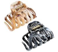 JABALUX Pinzas para el pelo con forma de pulpo para cabello grueso, 2 | Beige y Gris, Muelle Dorado, Efecto Mármol, Uso Diario, Pelo Grueso