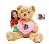 JABECODIFA Osito De Peluche Gigante Personalizado con Corazón 50 cm A 125 cm, Giant Teddy Bear con Texto Y Foto Personalizable como Gran Oso De Peluche Regalo San Valentín Aniversario Cumpleaños