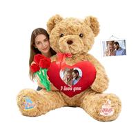 JABECODIFA Osito De Peluche Gigante Personalizado con Corazón 50 cm A 125 cm, Giant Teddy Bear con Texto Y Foto Personalizable como Gran Oso De Peluche Regalo San Valentín Aniversario Cumpleaños