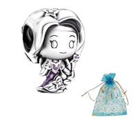 JABEDE - Charm de Plata S925 Inspirado en el personajes infantiles | Compatible con Pulsera Pandora | Esmalte Pintado a Mano | Incluye Bolsa de Raso Elegante (RAPUNZEL)