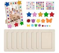 JABNOW 8 Piezas Marcos de Foto de Madera Naturales para Manualidades 15x20cm Marcos de Fotos Infantiles DIY Portaretratos para Cuadro sin Acabar con Pegatinas Decorativas Creativos Regalos para Niños