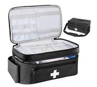 JABNOW Bolsa Médica Botiquin de Primeros Auxilios Vacio con Divisores Desmontables Bolsa de Medicamentos para Viaje, Deportivo, Supervivencia, Maletin Medico para Enfermeras Fisioterapeutas -Negro