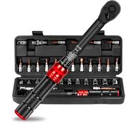 JABNOW Llave Dinamométrica 1/4", 33PCS Torque Wrench 2-25 NM, Llave Dinamometrica bicicleta ±3% Alta Precisión, 72 Dientes, Chave Dinamométrica Moto, Para Reparación Y Mantenimiento
