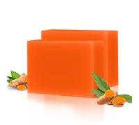 Jabón Ácido Kójico de Cúrcuma Aclarador, Jabón de Baño Hidratante Removedor Manchas Oscuras Kojic Acid Soap Oval, Jabon Curcuma para Cara y Cuerpo, Humectante, Unificar Tono Piel, 2x100g