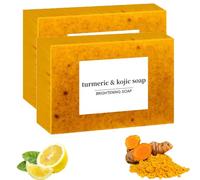 Jabón aclarador de cúrcuma y ácido kójico de limón, gel de ducha de cúrcuma para mujeres, jabón de cúrcuma para la cara, para todo tipo de piel (2 unidades)