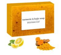 Jabón aclarador de cúrcuma y ácido kójico de limón, gel de ducha de cúrcuma para mujeres, jabón de cúrcuma para la cara, para todo tipo de piel (1 unidad)