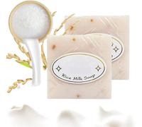 Jabón Aclarante de Arroz, Jabón de Leche de Arroz Herbal Tailandés Blanco Hidratante, Jabón de Arroz Tailandés, Jabón de Leche de Arroz Tailandés Hecho a Mano Original (2pcs)