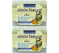 Jabón Aloe Vera Bio, Natural, Proceso en Frío, con Aceites de Coco, Arroz y Oliva, Pack 2 x 100g