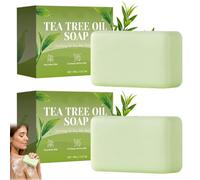 Jabon arbol de te,jabón natural, contiene té verde y árbol de té, carbón de bambú y menta, pastilla de jabón para eliminar el mal olor, exfoliante, hidratante, jabón de baño para todo el,2PCS