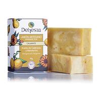Jabón calmante BIO con aceite de caléndula, oliva, aloe vera y aroma natural mandarina | Ideal para pieles secas o irritadas. Cara o cuerpo. | 100% vegano y artesano | Dehesia