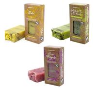 Jabón Artesano Natural 100g - Ruda/Árbol del Té & Té Verde/Rosa Mosqueta - Hecho a Mano, Vegano, Sin Químicos - Hidratante, Calmante y Suave para Piel Sensible