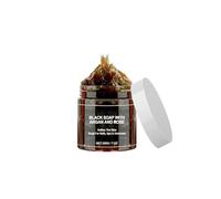 Jabón Beldi Negro Marroquí, Exfoliante Corporal Marroquí, Jabón con Aceite de Argán y Rosa, Jabón Africano, Hecho de Ingrediente Natural (Negro, 1)