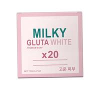 Jabón blanco Milky Gluta 20x, jabón iluminador de glutatión y miel, limpieza nutritiva de la piel, lavado diario suave para rostro y cuerpo para una piel suave tersa, 1 unidad