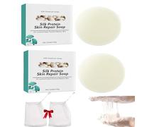 JabóN Blanqueador De Leche De ColáGeno,JabóN Blanqueador De ProteíNas De Seda,JabóN Reparador De Piel Con ProteíNa De Seda,Control De Aceite Cepillado Limpieza Para Todo Tipo De Piel (2, 2Pcs)