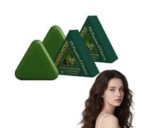 Jabón capilar de hoja de ciprés Nature Triangle Shampoo Bar - Champú y acondicionador sólido para mujeres y hombres, jabón capilar herbal para dar volumen y controlar la grasa, 120g (2 piezas)